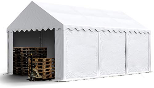 Tendone deposito 4x6 m PVC 800 N impermeabile tenda capannone con telaio al suolo bianco