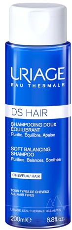 Uriage DS Hair Sanft Regulierendes Shampoo mit Edelweiss - Sanft Schäumendes Gel, Fresh & Flora - Reinigt & Beruhigt Tiefenwirksam - Weicheres, Glänzenderes Haar - Seifenfrei - 200ml