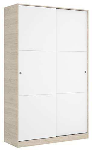 DEKIT GRUPO RIMOBEL Armario 2 Puertas correderas, Natural Y Blanco Brillo, 120x204x50cm
