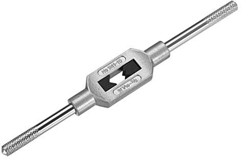 sourcing map Windeisen Einstellbarer Griff für Metrische M1-M10 W1/16-3/8 Gewindebohrer Vernickelt Kohlenstoffstahl Griff