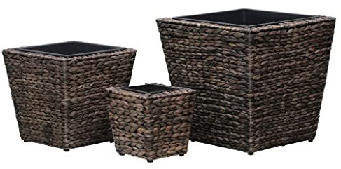 vidaXL Lits Surélevés 3 pcs Pot à Fleurs Jardinière Bac à Plante Pot à Plante Jardin Véranda Balcon Terrasse Cour Extérieur Jacinthe d'eau