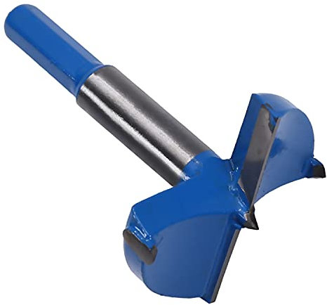 Utoolmart Forstner Bohrer mit Holzbohrung 50 mm Durchmesser Gerader Schaft Hartmetallspitze Professionelle Holzbearbeitung Lochsäge Holzschneider 80 mm Länge Blau für Scharniersperrholz 1St