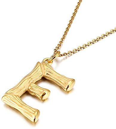 Beydodo Edelstahl Kette mit Anhänger Buchstabe E Gold Halskette Damen Herren Hip Hop Partnerkette