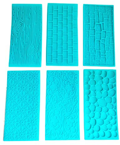 6 Pieces Plastic Embossed Icing Moulds Kits Embossed Icing Mould Used for Chocolate Icing Cake Edging Cupcakes Biscuits DIY Embossing Pad