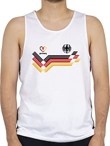 Tank Top Männer - Fußball EM WM - Herren - Deutschland Germany Adler Schwarz Rot Gold - XXL - Weiß - Europameisterschaft German Shirts Fussball deutsche Shirt fu Ball Deutscher em- Fanartikel