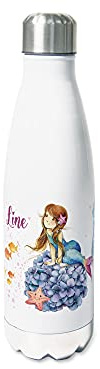 GRAZDesign Meerjungfrau Trinkflasche Kinder personalisiert Name, Einschulung Geschenk Geschenkideen für Schulanfänger, Thermosflasche Mädchen und Junge Edelstahl 500ml