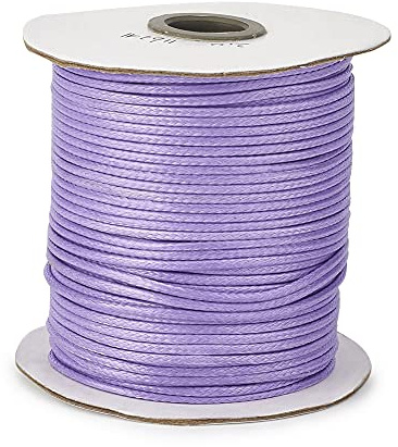 Cheriswelry 174 Yards/Roll 1.5mm Waxed Cord Korean Polyester Jewelry Beading Threads String Round Knotting Braiding Cord with Spool for DIY Bracelet Necklace Jewelry Making(Lilac)