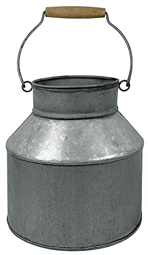 zeitzone Zinkeimer Pflanzgefäß Milchkanne Pflanztopf Zink mit Henkel Vintage Pflanzgefäß 22cm