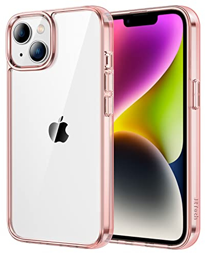 JETech Hülle für iPhone 14, Anti-Vergilbung, Roségold | Stoßschutz, Kratzfeste Harte PC-Rückseite, Robuster Transparenter TPU-Rahmen