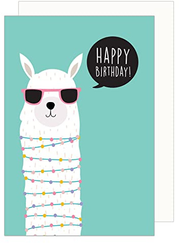 Edition Seidel Premium Geburtstagskarte mit Umschlag. Glückwunschkarte Billet Happy Birthday Humor Lustig Mann Frau Lama (G3410 SW023)