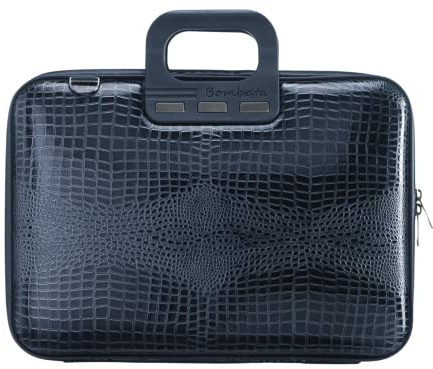 Bombata Shiny Cocco – 33 cm st. väska herr – PC-väska med axelrem – konstläder, blå