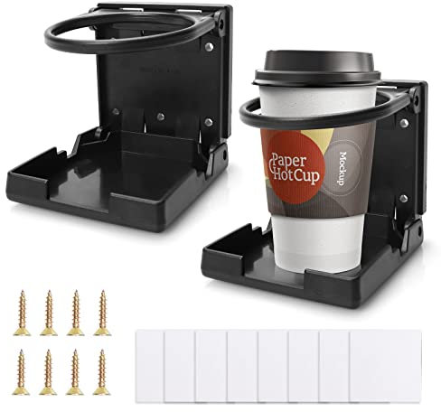 LYCXAMES Getränkehalter Auto, 2 Stück Klappbar Becherhalter, Universal 76mm Durchmesser Dosenhalter Flaschenhalter Tassenhalter Cup Holders für Boot KFZ LKW Wohnwagen Van