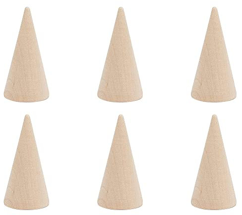 Ringe aus Holz, Ringhalter aus Holz, Konus aus Holz, Ringständer aus Holz, Konus aus Holz, Kegel, Fingerring für die Präsentation von Ringen, 6 Stück
