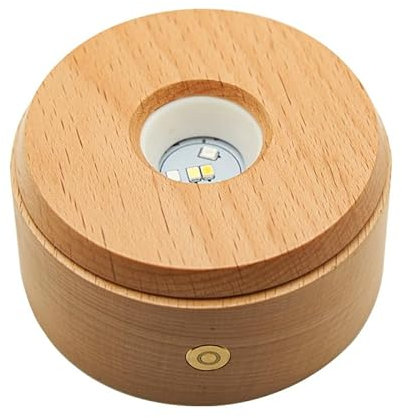PACUM Base de Pantalla LED de Madera giratoria, Soporte de Pantalla de luz LED multimodo, con atenuación táctil, para joyería de Bola de Cristal, Fotos de Cristal, USB o Alimentado por batería