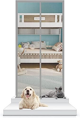Fliegengittertür, Haustiertürgitter, Passend for Türgrößen Von 150 X 220 cm, Verdickte, Katzenresistente Netzgittertür for Wohnzimmer, Schlafzimmer, Küche, Terrasse, Kratzfestes Fliegengitter (Color