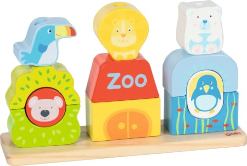 Steck- und Stapelspiel Zoo 21 x 12,5 x 6 cm, Holz, 12 Teile, per Stück