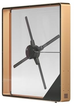 Fan Del'ologramma da 56 Cm Incorporato Nell'esposizione di pubblicità del Proiettore Principale 3D Del'altoparlante con La Struttura del Metallo Ampia Applicazione (Color : Gold+Black)