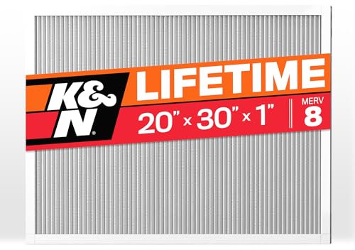 K&N 20X30X1 HVAC Furnace Air Filter, Lasts a Lifetime, Washable, Merv 8, the Last HVAC Filter You Will Ever Buy, Breathe Safely at Home or in the Office, HVC-8-12030