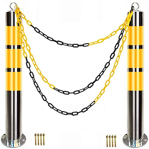 Garagen-Parkassistent, Sicherheit mit reflektierenden Halsbändern, 2 Stück Verkehrskegel mit 5 m Absperrkette für gewerbliche oder Private Nutzung (Größe: 800 mm H x 89 mm T (31,5 Zoll H x 3,5 Zoll))