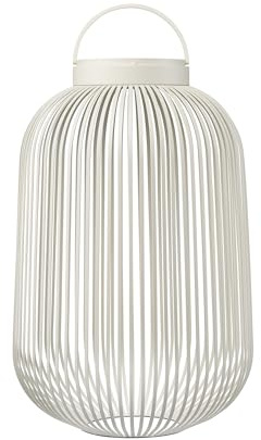 blomus LED Laterne LITO | Mobile Akku Outdoor Leuchte aus hochwertigem Eisen | Farbe Silk Gray | Größe L | 31L x 31B x 49H cm | 3 Lichtfarben | Dimmbar per Touch | Spritzwassergeschützt IP54