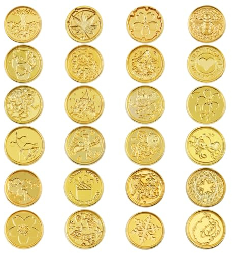 Swpeet 24Pcs 24mm Wax Seal Stamp Hot Stamping Gift Box Set, Vintage Sealing Wax Stamps Set Ideal for Wedding Invitations, Envelopes, Cards, Wine Packages