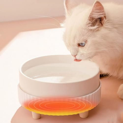 HOUSN Beheizter Wassernapf für Katzen, beheizte Haustiernäpfe für draußen | Elektrisch beheizter Wassernapf für Haustiere | Beheizte Tränke für Hühner, Kaninchen,Weiß