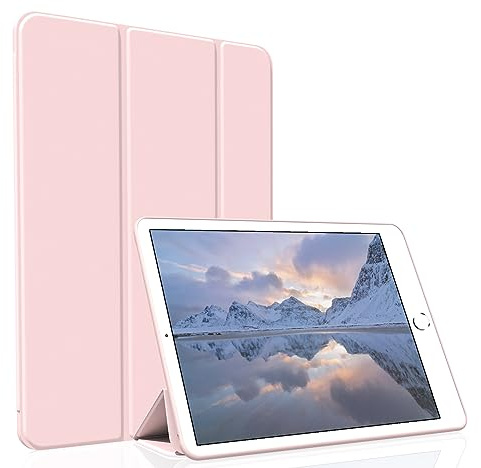 Figair Hülle für iPad Air 2 (2014 Modell), Rosa | ultradünne leichte Smart Schutzhülle mit weicher TPU Rückseite, Auto-Schlaf-/Weckfunktion, kompatibel mit iPad A1566/A1567