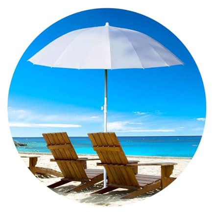 180cm Sombrilla Playa Inclinable Sombrilla Terraza con 16 Varillas Sombrilla Jardin Protección UV Sombrillas Terraza Antiviento Altura Ajustable Desmontable para Terraza Jardín Playa Balcón Patio