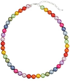 Leslii Damen-Kette Reflective Pearl kurze Perlen-Kette Magic 3D-Effekt Ø 10mm Collier