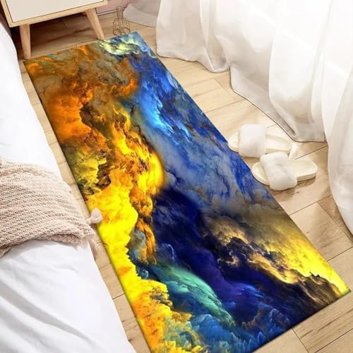JGGXHM Abstrakter Teppich für Wohnzimmer, Bunte Wolken, großer Teppich, Schlafzimmer, rutschfeste Bodenmatte, Fußmatte, Läufer für den Eingangsbereich, 80 x 300 cm