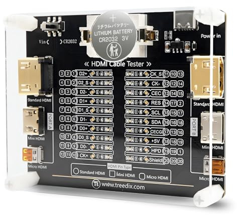 Treedix Kabeltester für Standard HDMI, Micro HDMI und Mini HDMI Kabel | Kabel Kontinuitätstester, Diagnosewerkzeug zur schnellen Überprüfung des HDMI Kabelzustands, zum Sortieren des Kabelhaufens