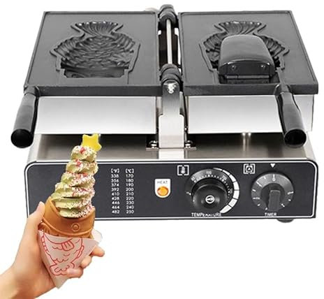 1600 W Fish Waffle Maker, Non Stick Japanese Fish Type Waffle Machine, Commercial Fish-Shaped Waffle Maker with Temperature/Time Control, for Restaurant, Bakeries, Snack Bar Use