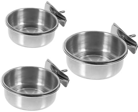 SUPVOX 3pcs Stainless Steel Bird Feeder Water Bowl for Parrot Cage Easy Cleaning Reusable Bird Supplies