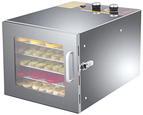IUBGFTO Deshidratador orgánico Fabricado íntegramente en Metal, Deshidratador de Alimentos Profesional Bandeja Tier 6/10 con Control de Temperatura Regulable y Temporizador (Mecánico 6 Niveles)