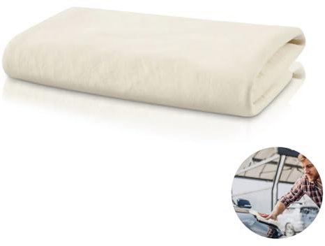 Natural Chamois Leather, 60x40cm Chamois Leathers for Cars Soft Shammy Leather Cloth Car Cleaning Towels, Car Drying Towel Fast Drying High Absorbent for Auto Detailing Mirrors Windows Kitchen