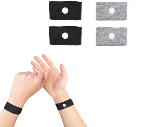 Travel Sickness Bands - 2Pairs Motion Sickness Wristbands,Anti Nausea Wristbands for Morning Car Travel Sea Sickness,Motion Sickness Bands for Kids&Adults,Acupressure Wristbands (b+w)