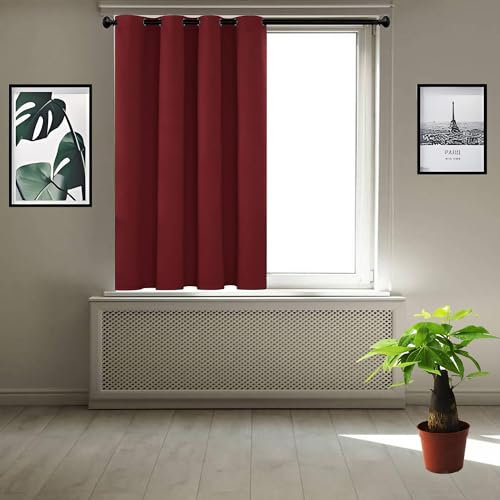 JIAHAO Verdunkelungsgardine 75 x 190 cm Gardinen Thermovorhang Blackout Vorhang Blickdicht Abdunkelnd Effektive Raumverdunkelung für Fenster Wohnzimmer, Rot