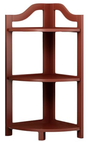 3 6 Floor Corner Bookshelf Storage Rack for Small Space Study Room Living Room Office Red Freestanding Bookcase Etagere Shelf (3 tiers)