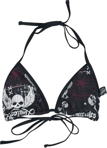 Rock Rebel by EMP Damen schwarzer Triangel-Bikini Mix and Match Oberteil mit herausnehmbaren Pads S