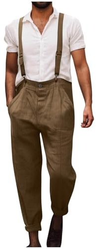 Salopette da uomo con bretelle e bretelle estive casual vintage cintura adjujstable salopette da lavoro pagliaccetto tuta lunga con tasche