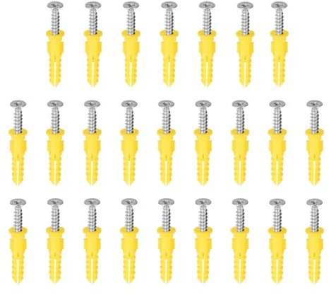 Spreizbolzen, Hochleistungsschrauben, 25 Stück 6 x 30 mm Kunststoff-Spreizrohrsäule Betonanker Wandstecker Rahmenbefestigungsrohr mit Schrauben Gelb