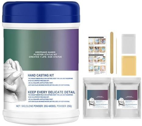 Générique Kit di impronte a mano per famiglie, kit impronta mano pietra passo a passo, gesso di Parigi per scultura, modellazione, artigianato e decorazione domestica per adulti, famiglia e piccoli