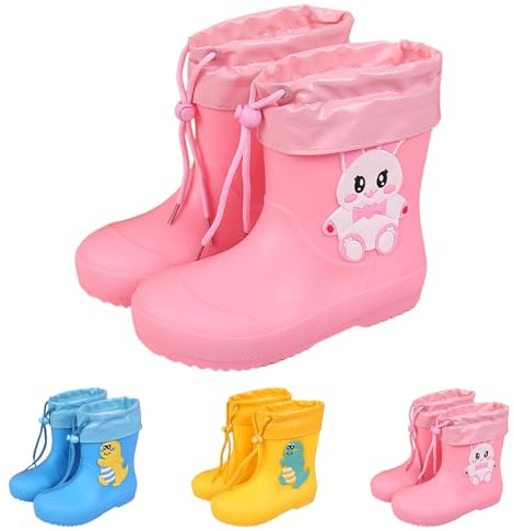 Générique Bottes De Pluie, Bottes De Pluie Enfant Couleur Unie Antidérapant, Botte PVC Fille Chaussure Imperméable, Pour Garçons Et Filles, Rose 4.5-5 ans