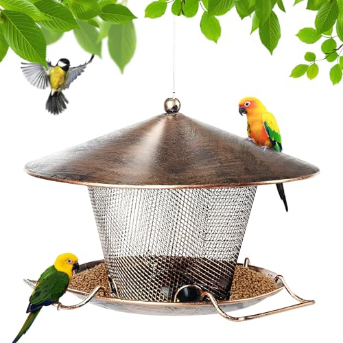 Bird Feeders for Outdoors, Squirrel Proof Bird Feeder, Hanging Bird Feeder for Small Birds, Large Metal Wild Bird Seed Feeder for Outside Garden Backyard