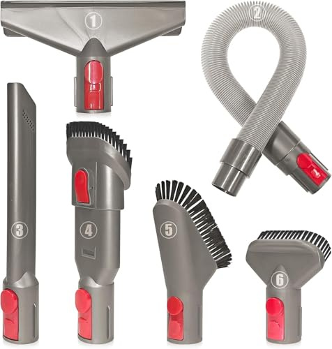 Lot de 6 Accessoires pour Brosse Dyson GEN5, G5, V15, V12, V11, V10, V8, V7 avec Tuyau d'extension, pour Nettoyer Rapidement Les Joints, Les Coins, Les Pieds de lit, Les Poils d'animaux