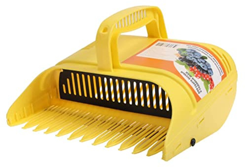HEEPDD Raccoglitrice di Bacche, Materiale PP, Raccoglitrice di Mirtilli Facile da Usare con Manico per la Raccolta di Lamponi, More, Mirtilli e Ribes (Giallo 22*14*17 cm)