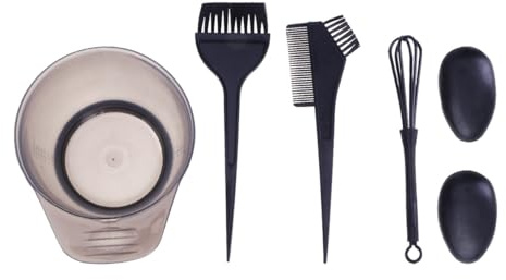Kit de Teinture Capillaire 1 Set en Plastique Noir, Outils de Coloration | Kit de Teinture pour Cheveux Maison 1 Bol 1 Brosse 1 Peigne Secondaire 1 Fouet 1 Paire de Protège-oreilles Couleur Aléatoire