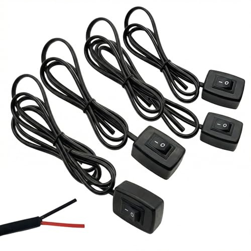 Katyjun KFZ Schalter 12V 4 Stück Auto Schalter-Set Wasserdichter Kippschalter Mit 75 cm Kabel Selbstklebende Rückseite für Fahrzeugmodifikation