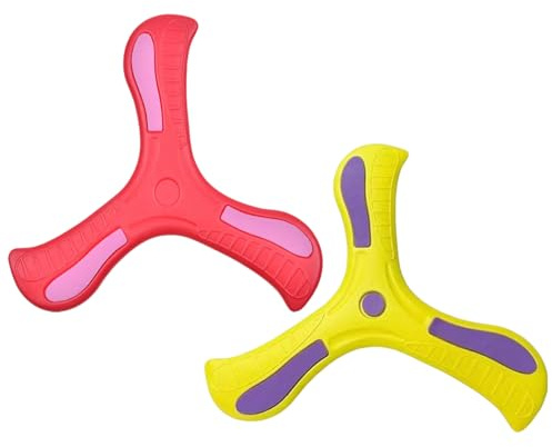 Rulinna-Boomerang, Frisbee Kinder, 2er-Set Dreiflügel-Bumerangs, Wurfspiel für draußen, weiche Eva-Frisbee, sicher in der Anwendung, Spielzeug für draußen, (2er-Set (rot + gelb))