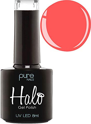 Halo Gel Polish 8ml - Coral Pink. UV/LED Gel Nail Polish, Long Lasting & Easy To Apply. Nail Art Colours For Manicure & Pedicure. Gel Polish For Professional & Home Use.